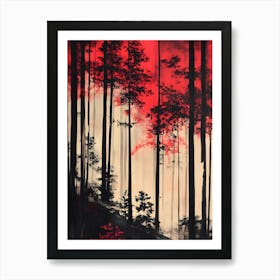 Red Forest Art Print