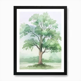 Mahogany Tree Atmospheric Watercolour Painting 3 Art Print