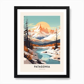 Vintage Winter Travel Poster Patagonia Argentina 3 Art Print