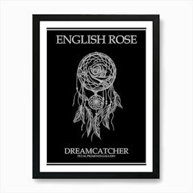 English Rose Dreamcatcher Line Drawing 3 Poster Inverted Art Print