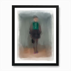 LADY GRACE - fashion illustration of woman silhouette, wearing green, black, Valentino Runway, Impressionism  Art Print