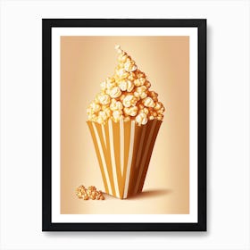 Caramel Popcorn Dessert Retro Minimal Flower Art Print