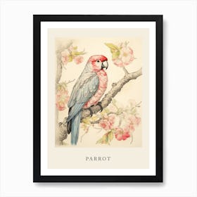 Beatrix Potter Inspired  Animal Watercolour Parrot 1 Art Print