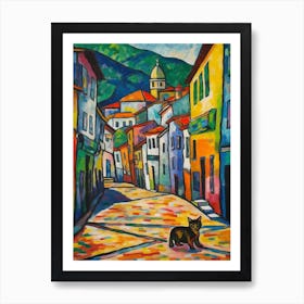 Painting Of Rio De Janeiro With A Cat In The Style Of Fauvism 4 Art Print