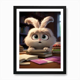 Hop into Learning: Baby Bunny's Study Session Print Art Print