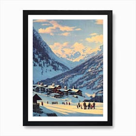 Verbier, Switzerland Ski Resort Vintage Landscape 1 Skiing Poster Art Print