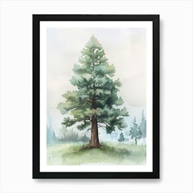 Sequoia Tree Atmospheric Watercolour Painting 6 Art Print