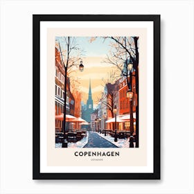 Vintage Winter Travel Poster Copenhagen Denmark 3 Art Print