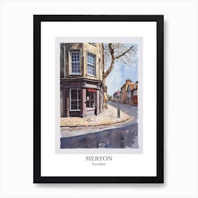 Merton London Borough   Street Watercolour 4 Poster Art Print