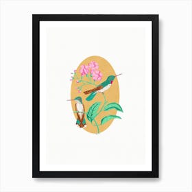 Hummingbirds Yellow Art Print