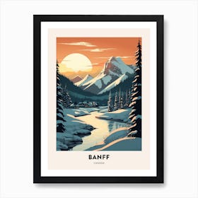 Winter Night  Travel Poster Banff Canada 3 Art Print