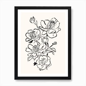 Vintage Black Flower Bouquet Art Print