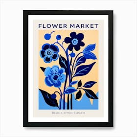 Blue Flower Market Poster Black Eyed Susan 3 Art Print