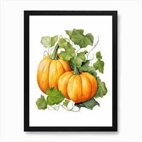 Fairytale Pumpkin Watercolour Illustration 1 Art Print