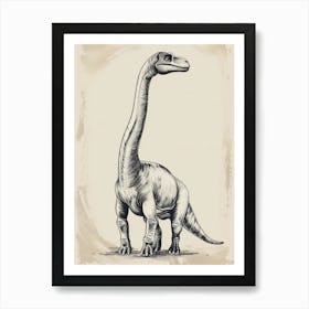 Dryosaurus Sepia & Black Dinosaur Art Print