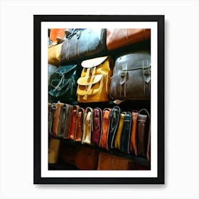 Leather Bags In A Shop Art Print