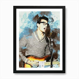 Smudge Of Portrait Buddy Holly Live 1 Art Print
