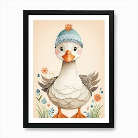 Floral Cute Baby Goose Nursery Illustration (22) Art Print