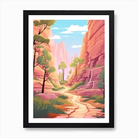 Zion Narrows Usa 2 Hike Illustration Art Print