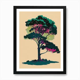 Cedar Tree Colourful Illustration 4 Art Print