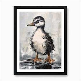 Duckling Grey Brushstrokes 4 Art Print