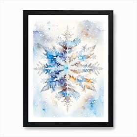 Winter Snowflake Pattern, Snowflakes, Storybook Watercolours 3 Art Print