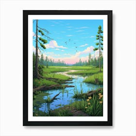 Wetlands Landscape Pixel Art 1 Art Print