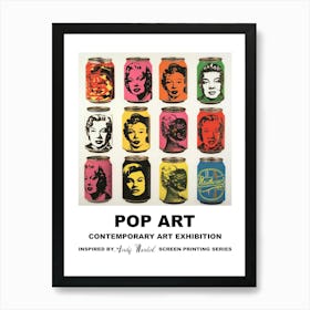 Poster Cans With Face Pop Art Art Print