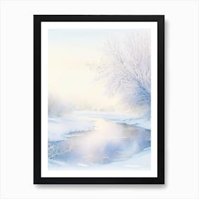 Frozen River Waterscape Gouache 3 Art Print