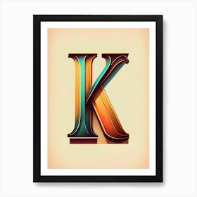 K, Letter, Alphabet Retro Drawing 2 Poster