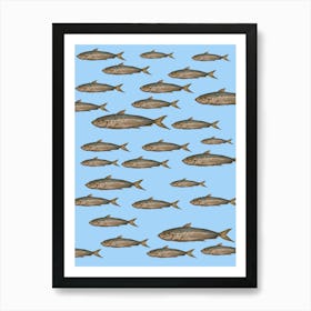 Swimming Sardines Illustration Art Print