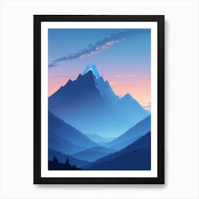 Misty Mountains Vertical Composition In Blue Tone 136 Art Print