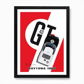 Daytona 1966, GT40, Miles, Ruby Art Print