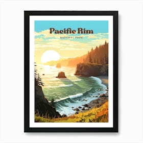 Pacific Rim National Park British Columbia Canada Vacation Modern Travel Illustration Art Print