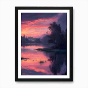 Sunset Over A Lake Art Print