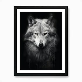 Wolf Portrait Black And White 2 Art Print