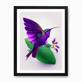 Violet Crowned Hummingbird Cute Kawaii Art Print