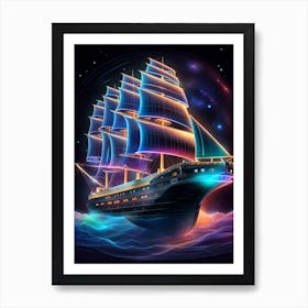 Ship In The Night Sky 1 Art Print