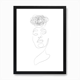 Abstract face line art 4 Art Print