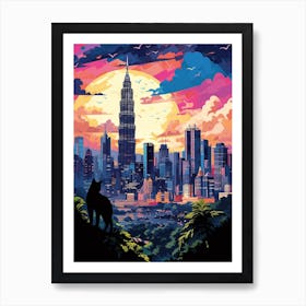 Kuala Lumpur, Malaysia Skyline With A Cat 1 Art Print