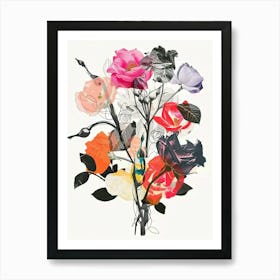 Rose 6 Collage Flower Bouquet Art Print