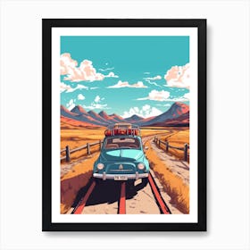 A Fiat 500 In The Andean Crossing Patagonia Illustration 4 Art Print