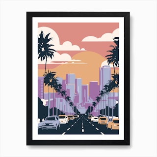 Los Angeles California United States Art Print by Olahoop Travel Posters -  Fy