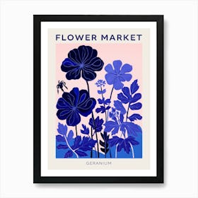 Blue Flower Market Poster Geranium 3 Art Print