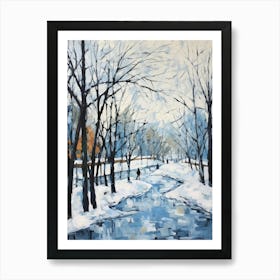 Winter City Park Painting Parc Jean Drapeau Montreal Canada 3 Art Print