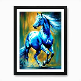 Blue Horse Painting 1 Art Print