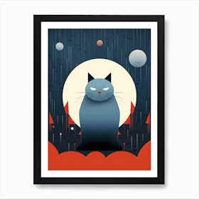 Cat In Space, minimalism Art Print