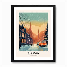 Winter Night  Travel Poster Glasgow United Kingdom 3 Art Print