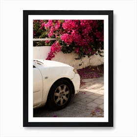 Pink Floral Car Blossom Spring Tel Aviv Art Print