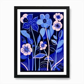 Blue Flower Illustration Moonflower 2 Art Print
